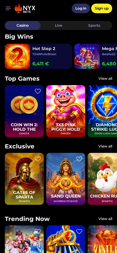 Casino NyxBets App and Browser Play